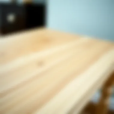 Close-up of wood grain on an entryway table