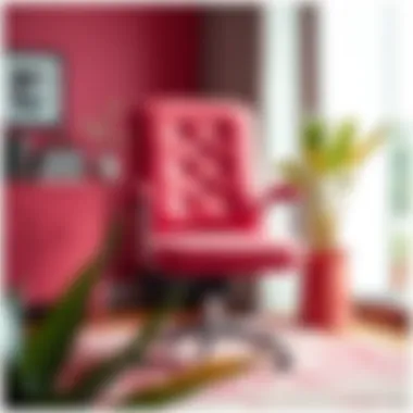 Understanding Color Psychology Color psychology elements surrounding a pink velvet office chair