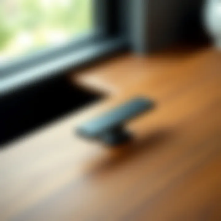 Elegant Matte Black Cabinet Pull Elegant matte black cabinet pull on a sleek wooden drawer