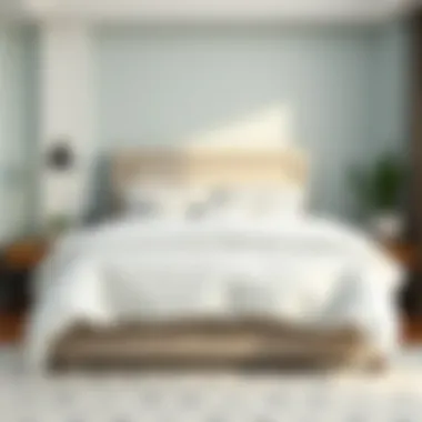 Stylish Bedroom with White Patterned Comforter Stylish bedroom featuring a white patterned comforter