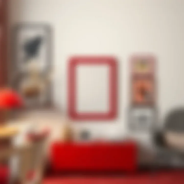 Artistic Display with Red Frame Artistic display of a red frame among contemporary elements