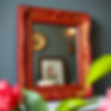 Intricate Design of Red Frame Close-up of red frame showcasing intricate design details