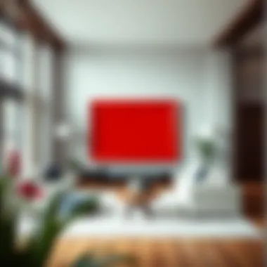 Red Frame in Stylish Living Room Stylish living room featuring red frame in modern decor