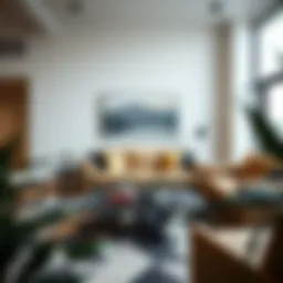 Modern living room furniture arrangement showcasing a stylish sofa and coffee table