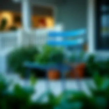 Versatile Living: Blue Metal Chair in Outdoor Environments Blue metal chair placed in an outdoor setting