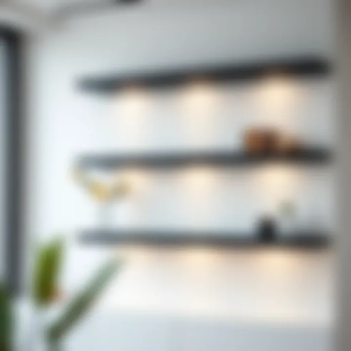 Installation of Black Laminated Wood Shelves Installation of black laminated wood shelves in a modern interior