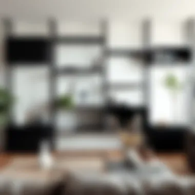 Elegant Black Laminated Wood Shelves in Contemporary Decor Elegant black laminated wood shelves enhancing a contemporary decor