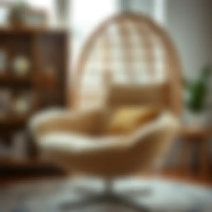 Close-up of double egg chair's craftsmanship and materials
