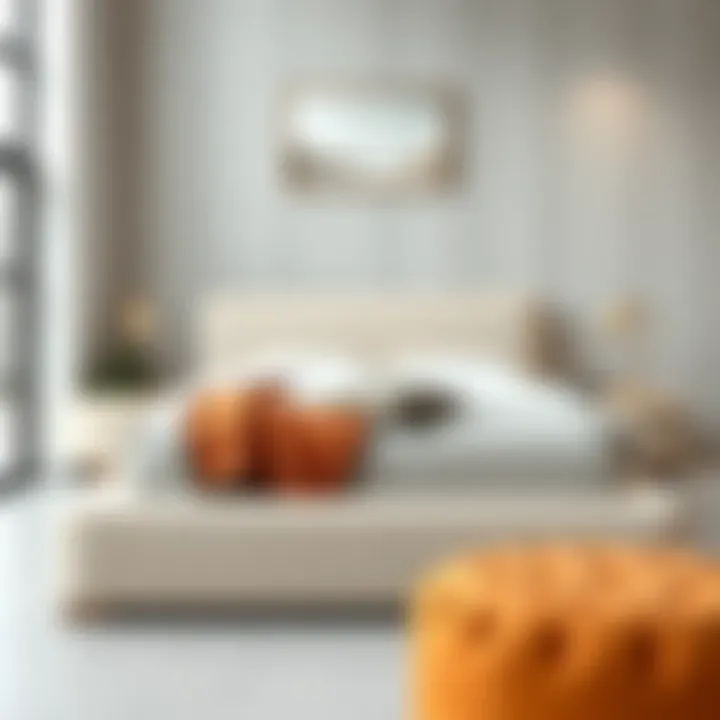 Stylish ivory bed frame in a modern bedroom setting
