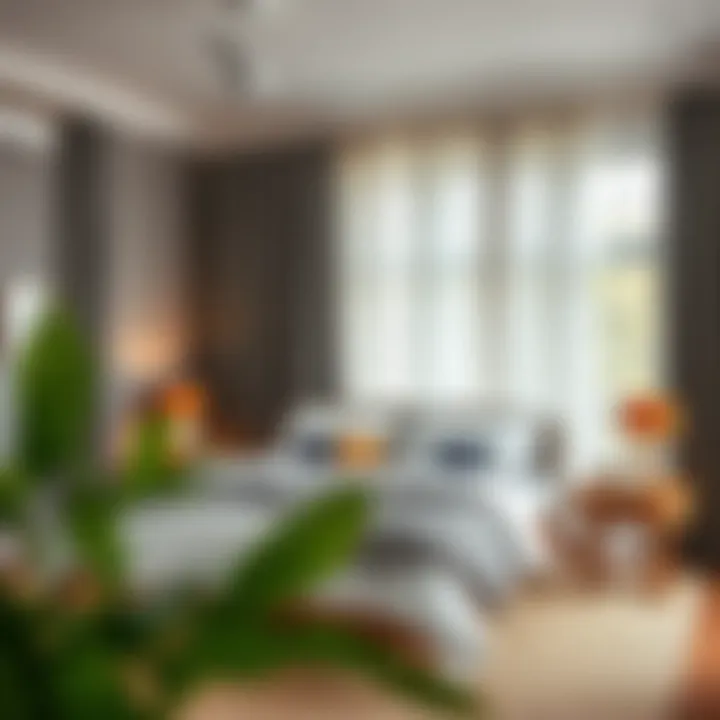 Cozy Bedroom with Chic Gray Curtains Cozy bedroom design complemented by chic gray curtains