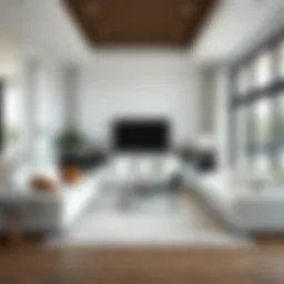 Elegant white sectional sofa in a modern living room