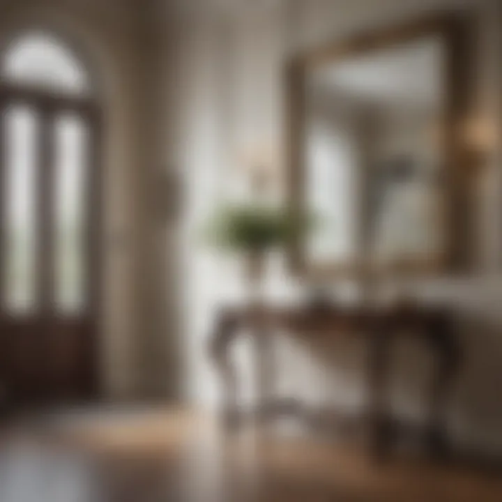 Stylish entryway featuring a traditional table integrated into the decor.