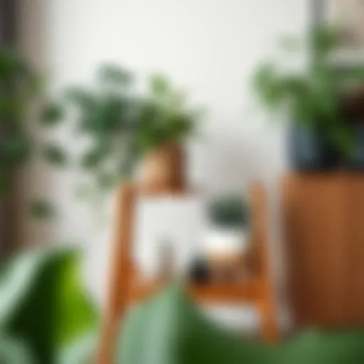 Elegant wooden three tier plant stand showcasing diverse greenery