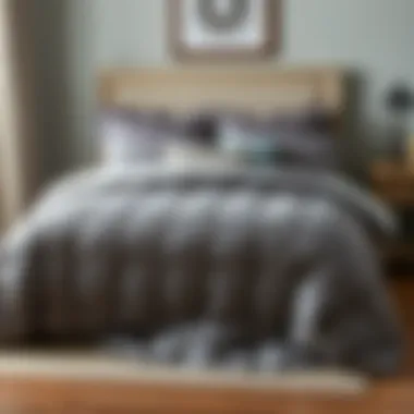 Elegant gray comforter set displayed on a neatly made bed