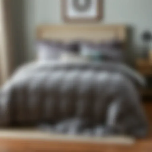 Elegant gray comforter set displayed on a neatly made bed
