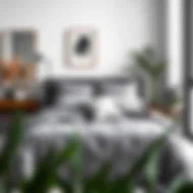 Modern Decor with Gray Comforter Stylish bedroom featuring a gray comforter in a modern decor setup