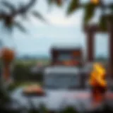 Sleek modern barbecue grill in outdoor setting