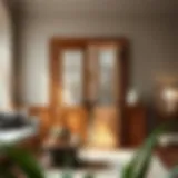 Elegant wooden French doors in a modern living room setting