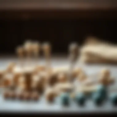 Various types of curtain pins displayed artistically