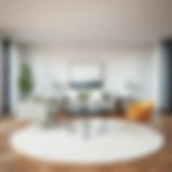 Off-White Round Rug with Contemporary Furniture Stylish off-white round rug paired with contemporary furniture