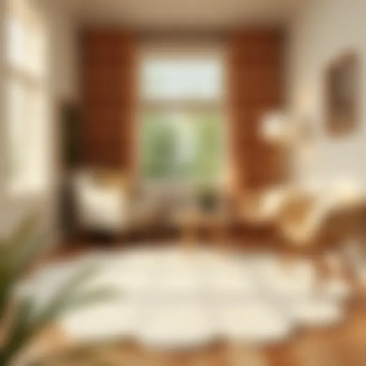 Cozy Reading Nook Featuring Off-White Round Rug Beautifully styled off-white round rug in a cozy reading nook