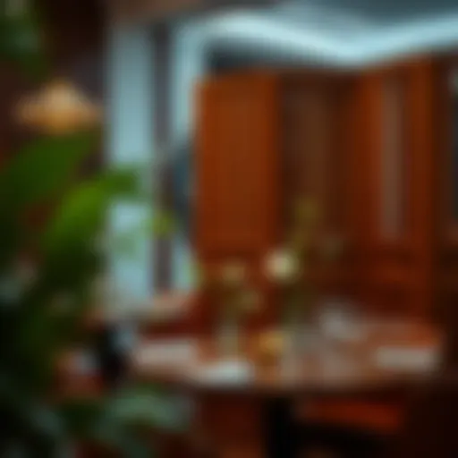 Elegant wooden restaurant divider enhancing privacy