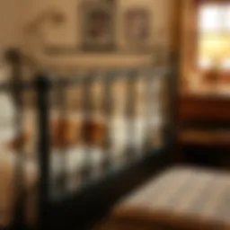 Cozy bedroom setting with a dog sleeping safely behind guard rails