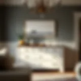 Elegant rustic white chest of drawers in a cozy living room setting