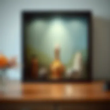 Stylish shadow box with a modern design aesthetic and decorative items