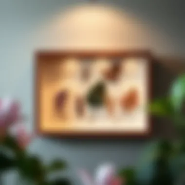 Elegant shadow box displaying natural elements like leaves and flowers