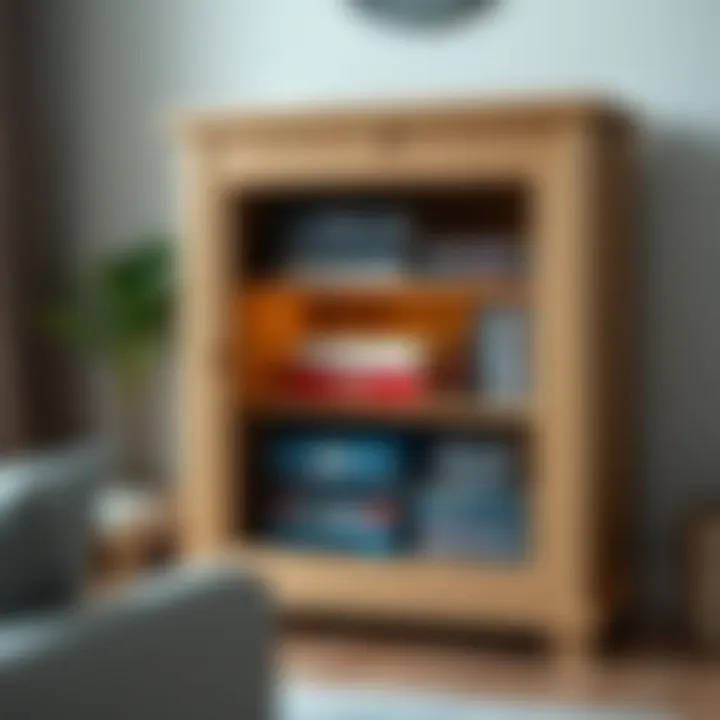 Functional short DVD storage cabinet showcasing organized media