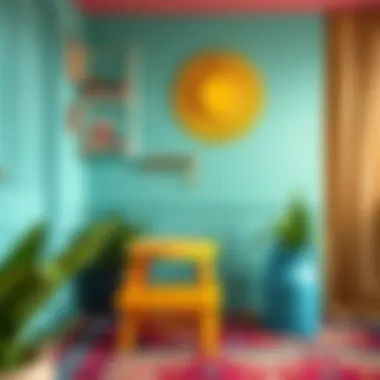 Colorful Stool Complementing Vibrant Interiors Colorful four step stool integrated into vibrant home decor