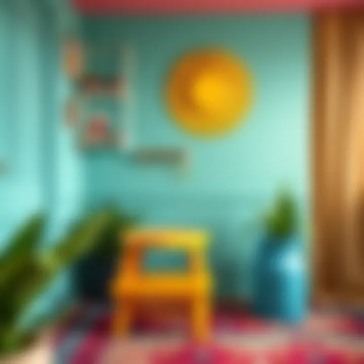 Colorful Stool Complementing Vibrant Interiors Colorful four step stool integrated into vibrant home decor