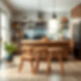 Elegant wooden four step stool in a modern kitchen setting