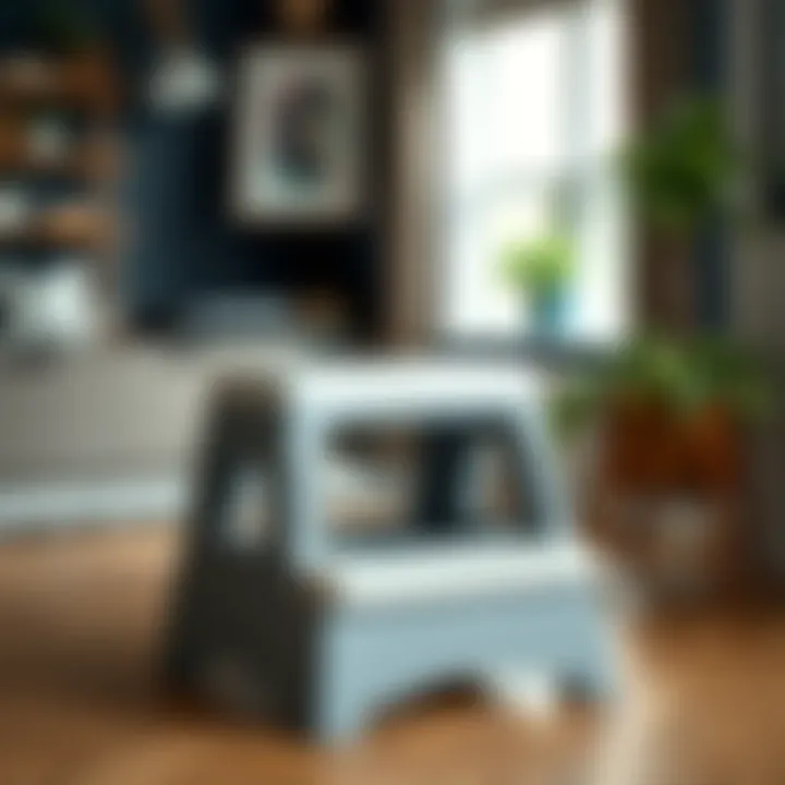 Safety Features of a Four Step Stool Four step stool showcasing safety features with anti-slip surface