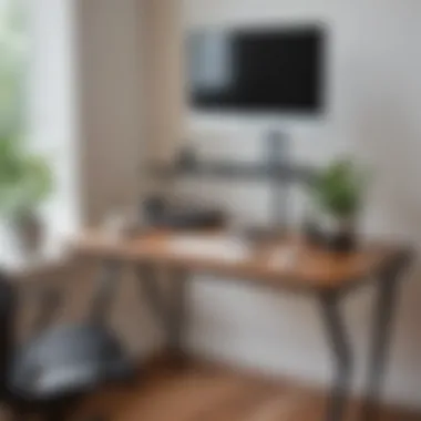 Elegant standing desk corner unit enhancing workspace aesthetics