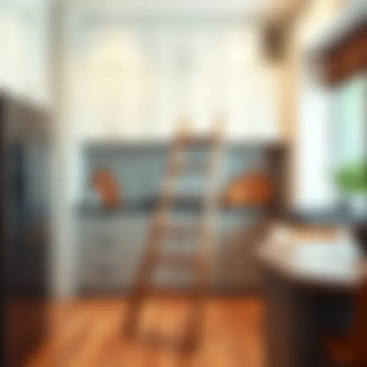 Elegant three-tier ladder in a modern kitchen setting