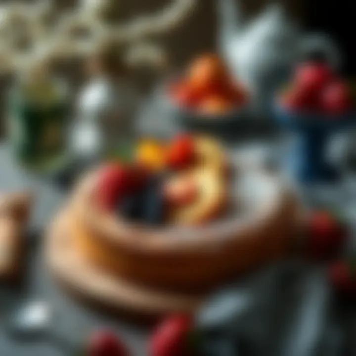 Perfectly Baked Cake Delicious cake baked in a circular dish, topped with fresh fruits
