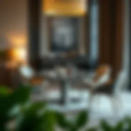 Elegant folding dining table set in a modern interior