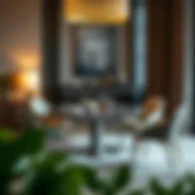 Elegant folding dining table set in a modern interior