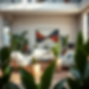 Large Saucer Pots Enhancing Furniture Style Stylish arrangement of furniture complemented by large saucer pots