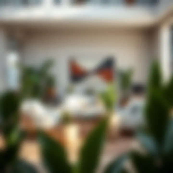 Large Saucer Pots Enhancing Furniture Style Stylish arrangement of furniture complemented by large saucer pots