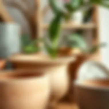 Diverse Materials for Large Saucer Pots Close-up of various materials used for large saucer pots