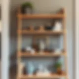 Elegant Light Oak Ladder Shelf Elegant light oak ladder shelf showcasing decorative items