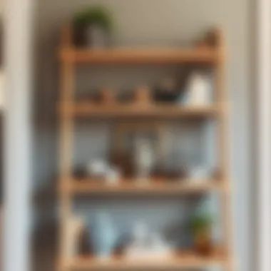 Elegant Light Oak Ladder Shelf Elegant light oak ladder shelf showcasing decorative items