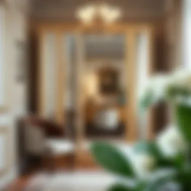 Dressing Area with Mirror Door Armoire Elegant dressing area featuring a mirror door armoire