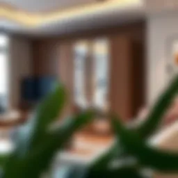 Stylish mirror door armoire in a modern living room