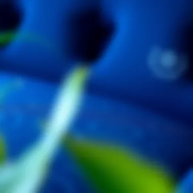 Intricate Patterns of Navy Blue Fabric Close-up of navy blue fabric showcasing intricate patterns