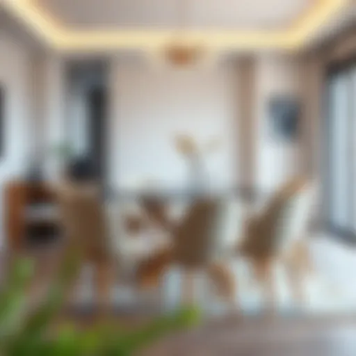 Elegant six-seat folding dining table set in a modern dining room