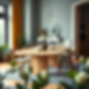 Six-seat folding dining table in a compact living space, demonstrating space-saving